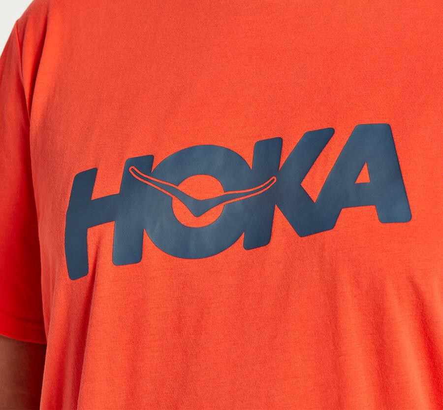 Tee Mens - Hoka One One Brand - Red - XSYFMUK-50